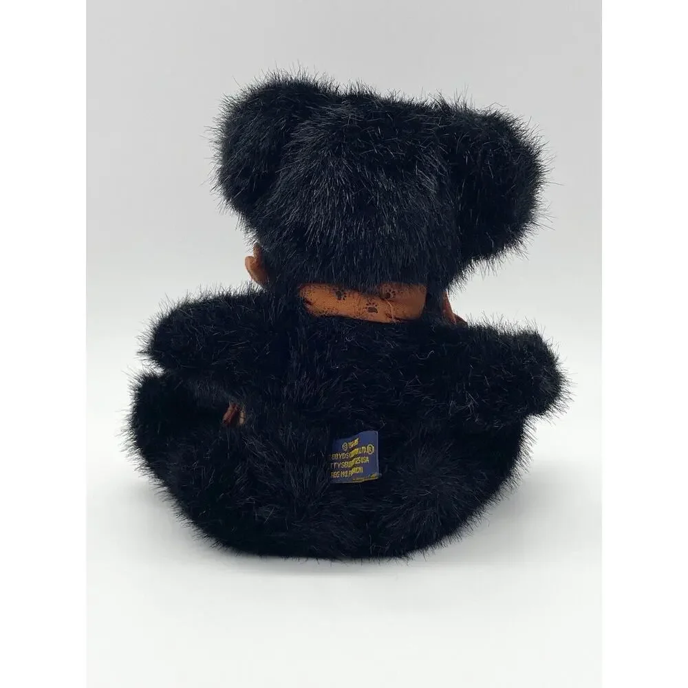 8.5” Boyds Bears Black Jointed W/ Orange Paw Print‎ Bow Bear Yankee Candle